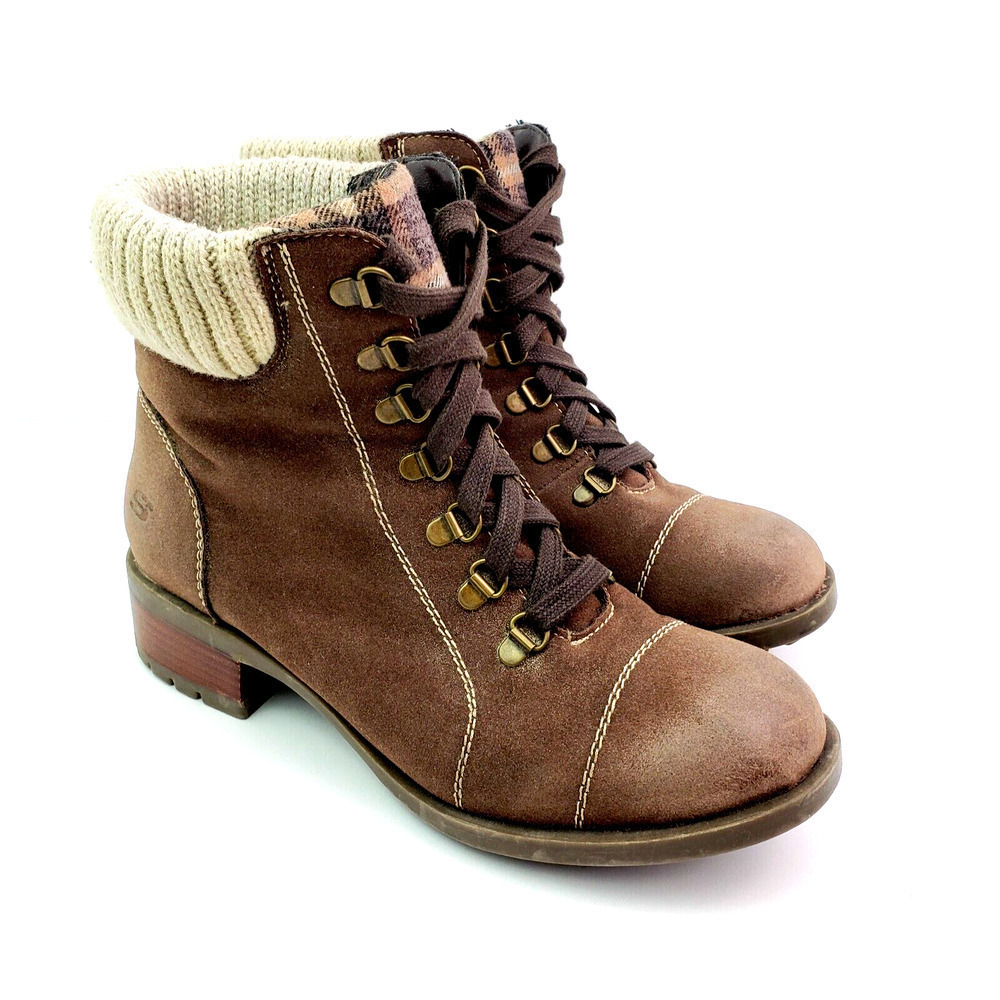 Sketchers Womens Size 9 Brown Suede Lace Up Casual Combat Boots SN 47518
